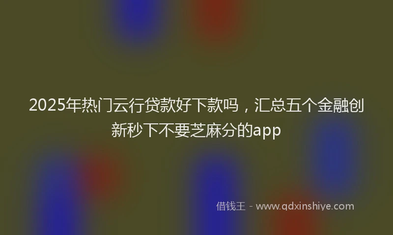 2025年热门云行贷款好下款吗，汇总五个金融创新秒下不要芝麻分的app