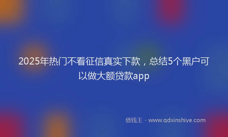 2025年热门不看征信真实下款，总结5个黑户可以做大额贷款app