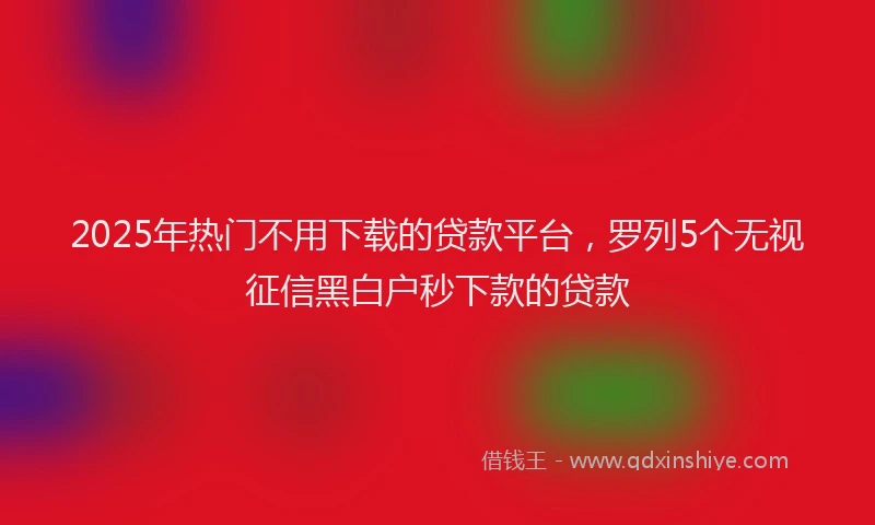 2025年热门不用下载的贷款平台，罗列5个无视征信黑白户秒下款的贷款