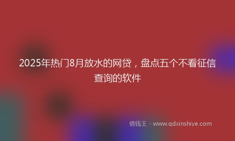 2025年热门8月放水的网贷，盘点五个不看征信查询的软件