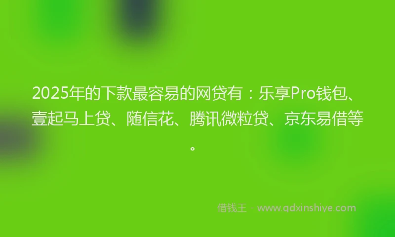 2025年的下款最容易的网贷有：乐享Pro钱包、壹起马上贷、随信花、腾讯微粒贷、京东易借等。