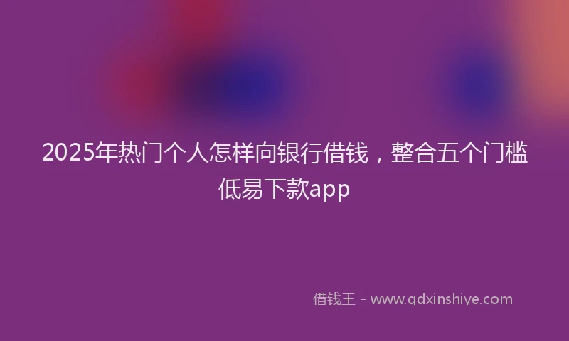 2025年热门个人怎样向银行借钱，整合五个门槛低易下款app