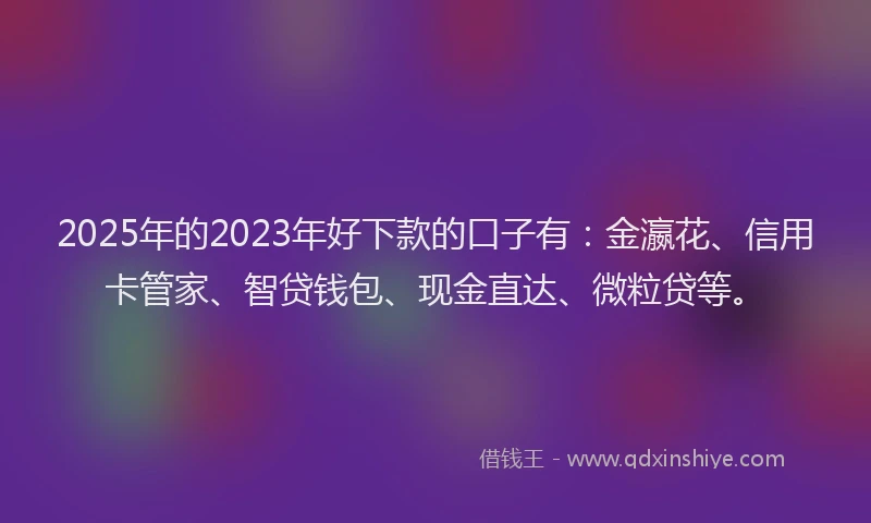 2025年的2023年好下款的口子有：金瀛花、信用卡管家、智贷钱包、现金直达、微粒贷等。