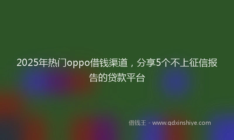 2025年热门oppo借钱渠道，分享5个不上征信报告的贷款平台