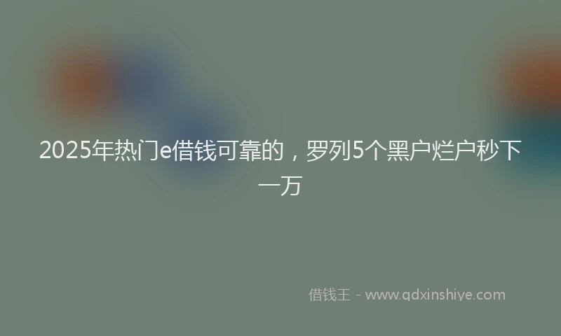 2025年热门e借钱可靠的，罗列5个黑户烂户秒下一万