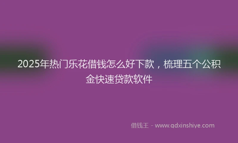 2025年热门乐花借钱怎么好下款，梳理五个公积金快速贷款软件