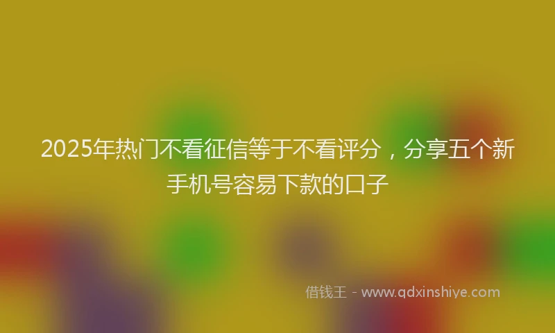 2025年热门不看征信等于不看评分，分享五个新手机号容易下款的口子