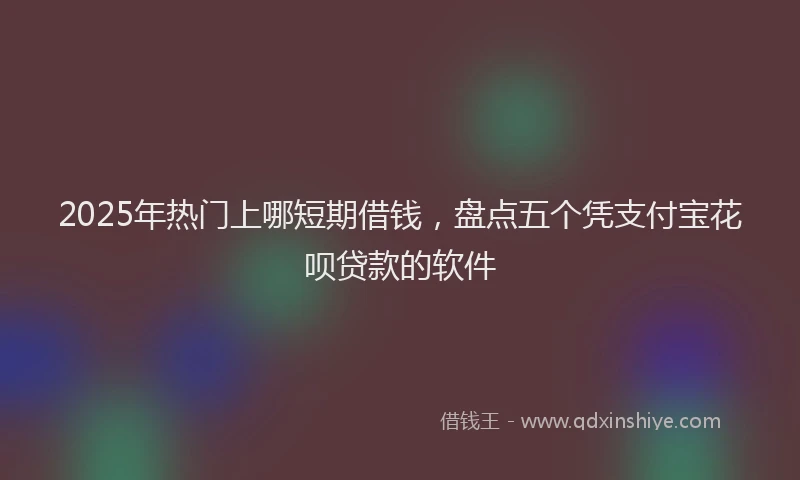 2025年热门上哪短期借钱，盘点五个凭支付宝花呗贷款的软件