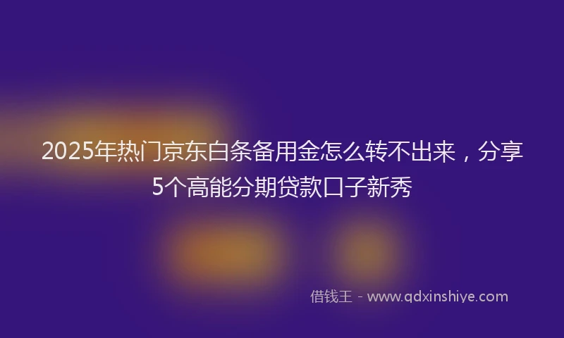 2025年热门京东白条备用金怎么转不出来，分享5个高能分期贷款口子新秀