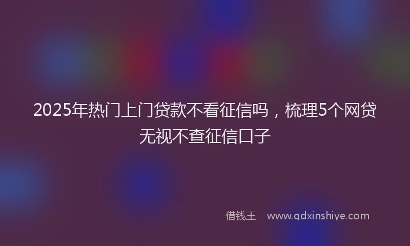 2025年热门上门贷款不看征信吗，梳理5个网贷无视不查征信口子