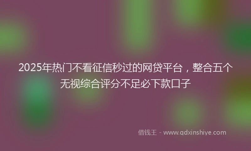 2025年热门不看征信秒过的网贷平台，整合五个无视综合评分不足必下款口子
