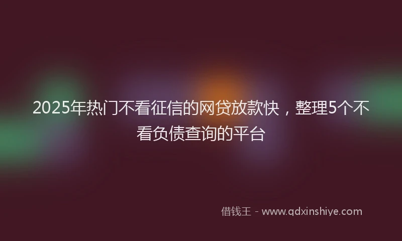 2025年热门不看征信的网贷放款快，整理5个不看负债查询的平台