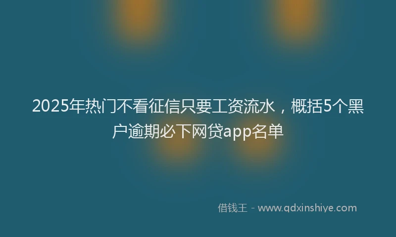 2025年热门不看征信只要工资流水，概括5个黑户逾期必下网贷app名单