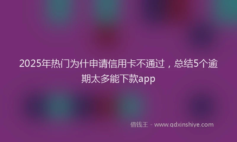 2025年热门为什申请信用卡不通过，总结5个逾期太多能下款app
