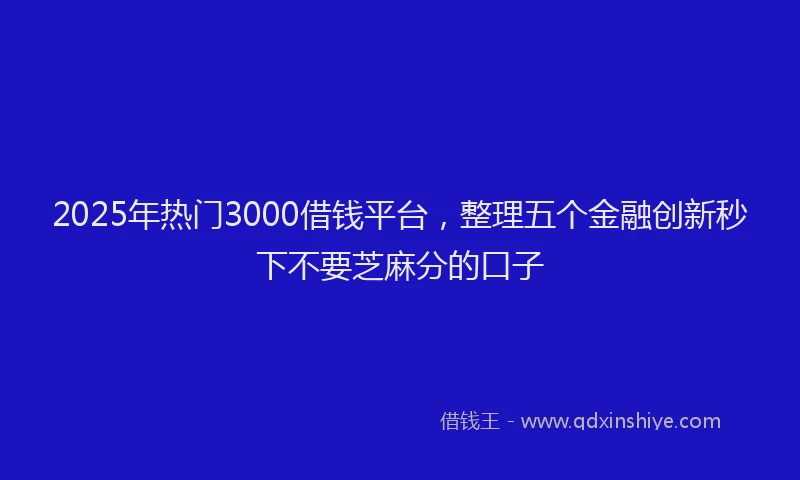 2025年热门3000借钱平台，整理五个金融创新秒下不要芝麻分的口子
