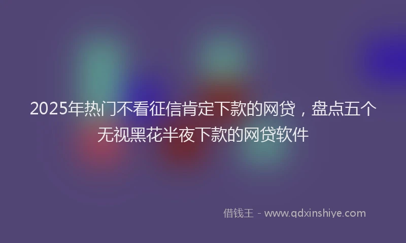 2025年热门不看征信肯定下款的网贷，盘点五个无视黑花半夜下款的网贷软件