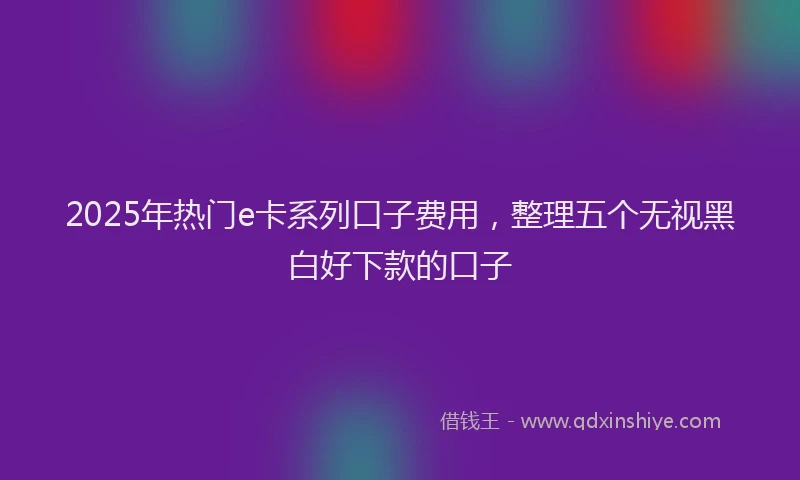 2025年热门e卡系列口子费用，整理五个无视黑白好下款的口子