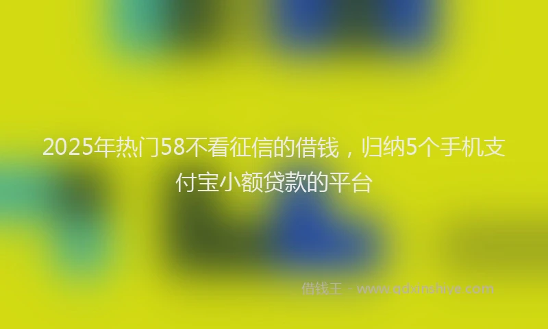 2025年热门58不看征信的借钱，归纳5个手机支付宝小额贷款的平台