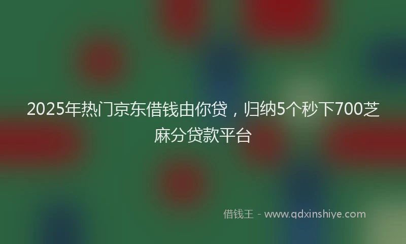 2025年热门京东借钱由你贷，归纳5个秒下700芝麻分贷款平台