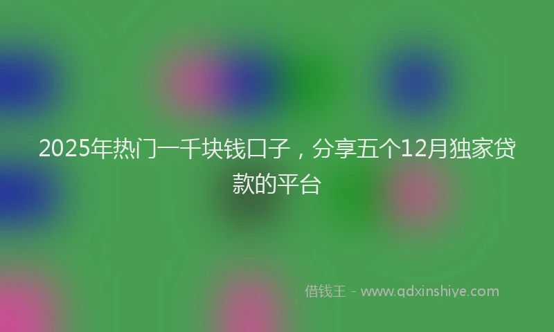 2025年热门一千块钱口子，分享五个12月独家贷款的平台