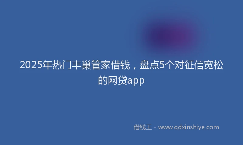 2025年热门丰巢管家借钱，盘点5个对征信宽松的网贷app