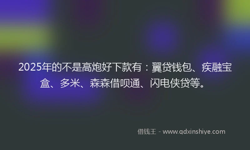 2025年的不是高炮好下款有：翼贷钱包、疾融宝盒、多米、森森借呗通、闪电侠贷等。
