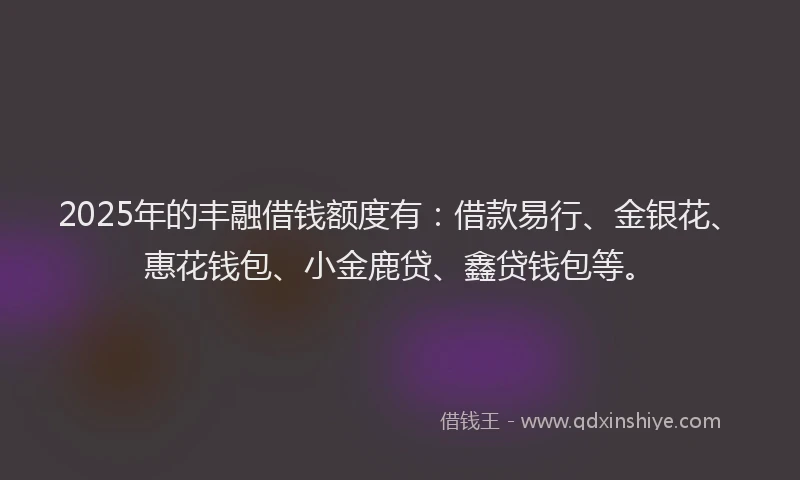 2025年的丰融借钱额度有：借款易行、金银花、惠花钱包、小金鹿贷、鑫贷钱包等。
