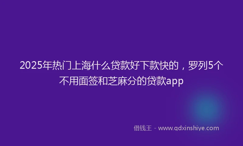 2025年热门上海什么贷款好下款快的，罗列5个不用面签和芝麻分的贷款app