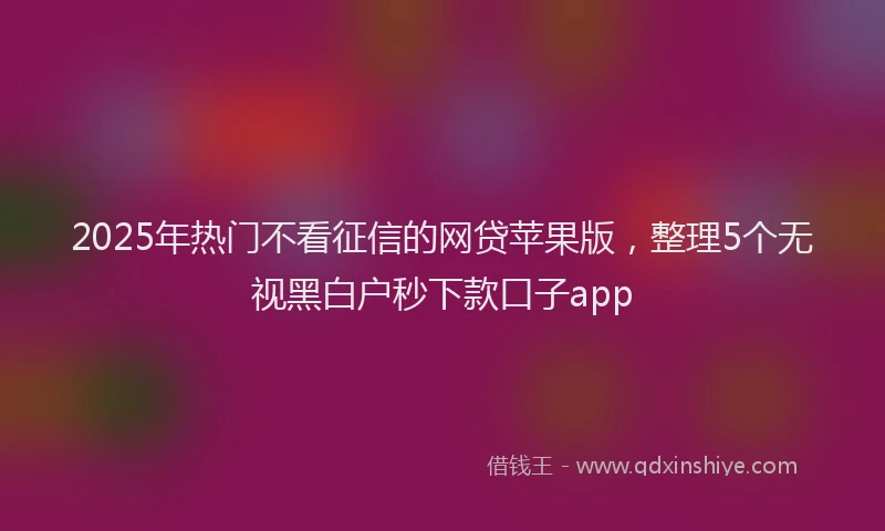 2025年热门不看征信的网贷苹果版，整理5个无视黑白户秒下款口子app
