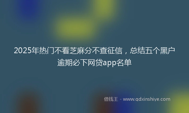 2025年热门不看芝麻分不查征信，总结五个黑户逾期必下网贷app名单