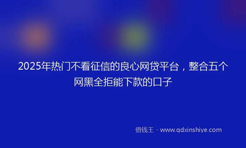 2025年热门不看征信的良心网贷平台，整合五个网黑全拒能下款的口子
