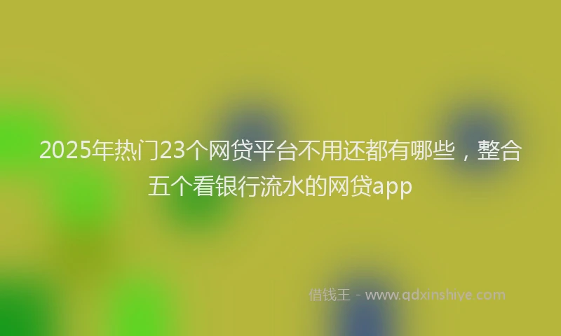 2025年热门23个网贷平台不用还都有哪些，整合五个看银行流水的网贷app
