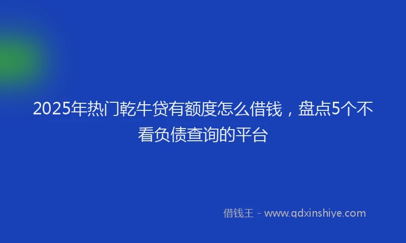 2025年热门乾牛贷有额度怎么借钱，盘点5个不看负债查询的平台