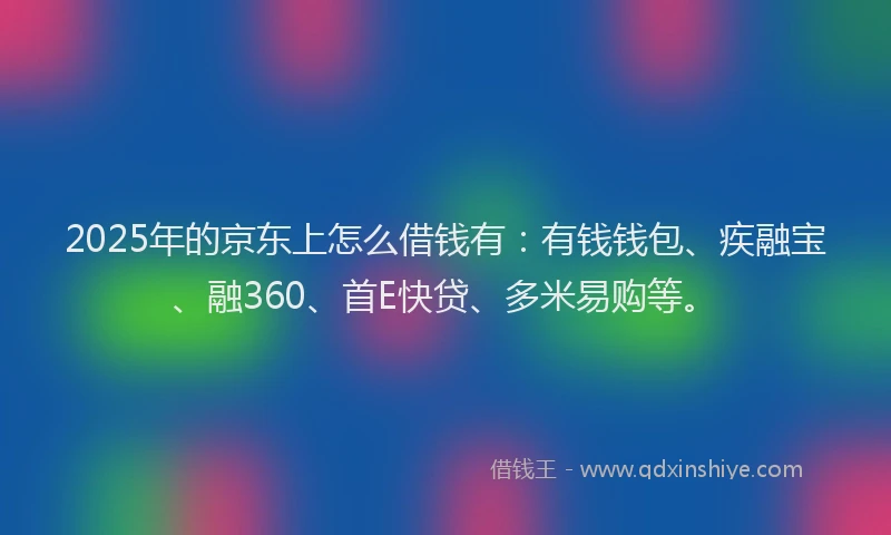 2025年的京东上怎么借钱有：有钱钱包、疾融宝、融360、首E快贷、多米易购等。