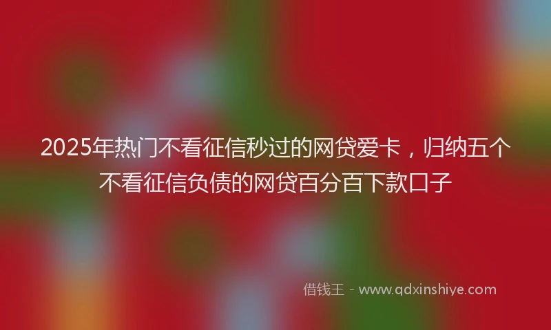 2025年热门不看征信秒过的网贷爱卡，归纳五个不看征信负债的网贷百分百下款口子