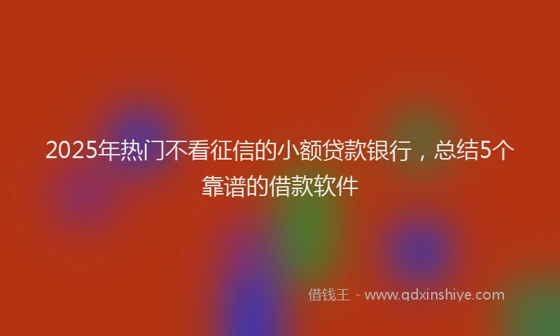 2025年热门不看征信的小额贷款银行，总结5个靠谱的借款软件