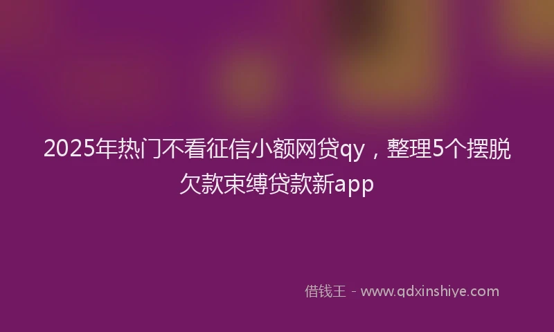 2025年热门不看征信小额网贷qy，整理5个摆脱欠款束缚贷款新app