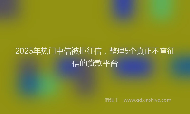 2025年热门中信被拒征信，整理5个真正不查征信的贷款平台