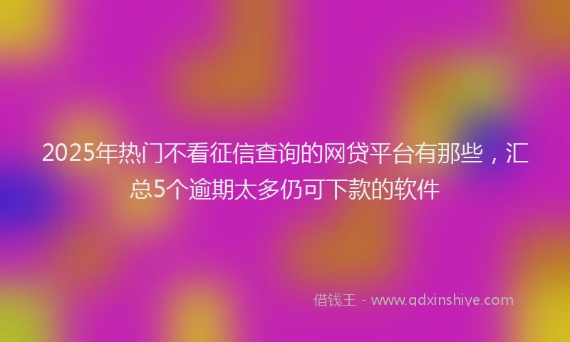 2025年热门不看征信查询的网贷平台有那些，汇总5个逾期太多仍可下款的软件
