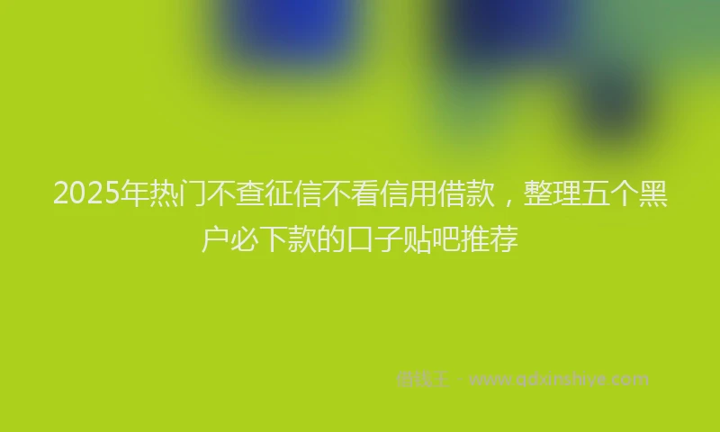 2025年热门不查征信不看信用借款，整理五个黑户必下款的口子贴吧推荐