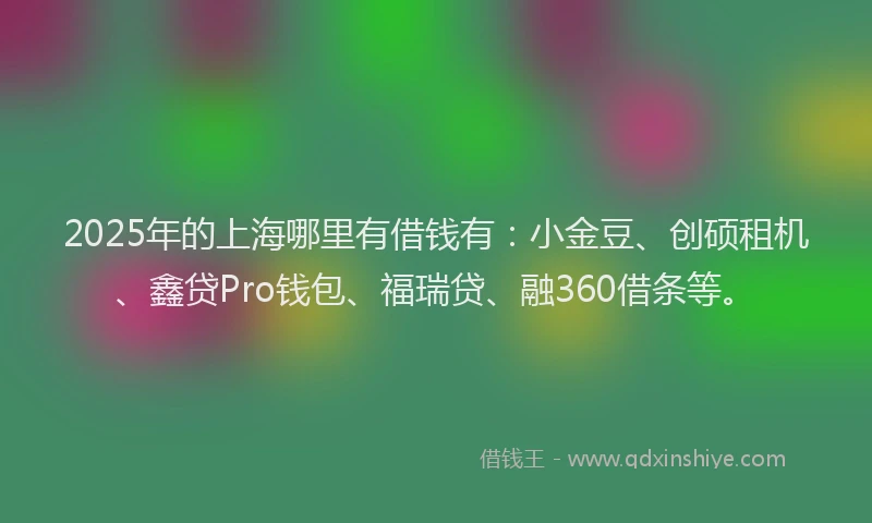 2025年的上海哪里有借钱有：小金豆、创硕租机、鑫贷Pro钱包、福瑞贷、融360借条等。