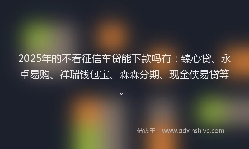 2025年的不看征信车贷能下款吗有：臻心贷、永卓易购、祥瑞钱包宝、森森分期、现金侠易贷等。