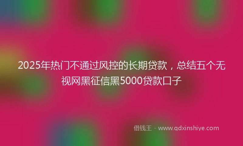 2025年热门不通过风控的长期贷款，总结五个无视网黑征信黑5000贷款口子