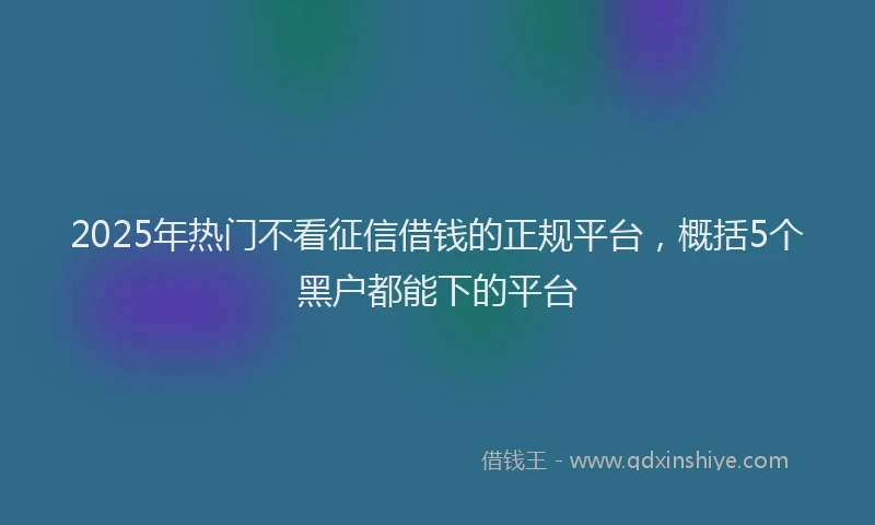 2025年热门不看征信借钱的正规平台，概括5个黑户都能下的平台
