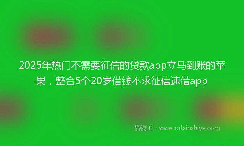 2025年热门不需要征信的贷款app立马到账的苹果，整合5个20岁借钱不求征信速借app