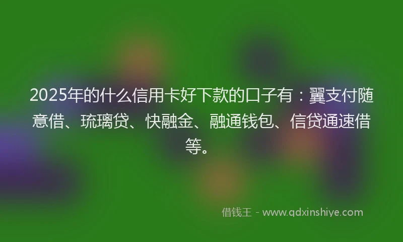 2025年的什么信用卡好下款的口子有：翼支付随意借、琉璃贷、快融金、融通钱包、信贷通速借等。
