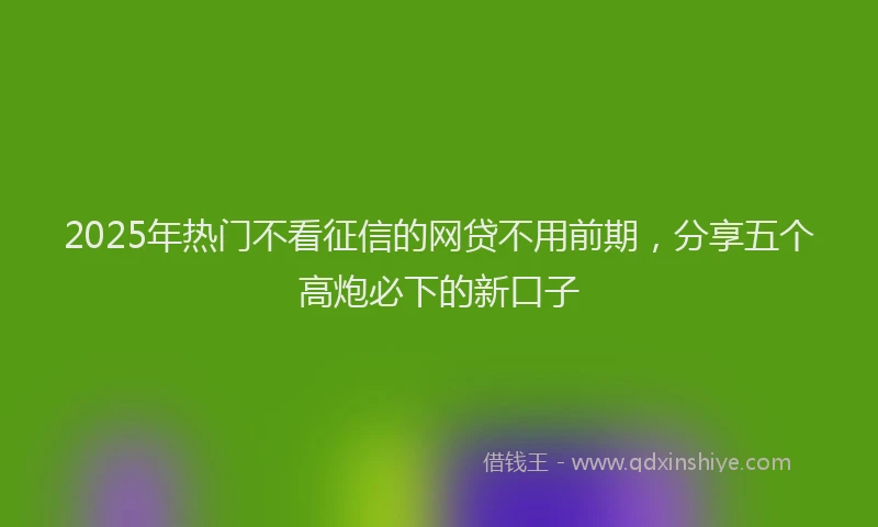 2025年热门不看征信的网贷不用前期，分享五个高炮必下的新口子