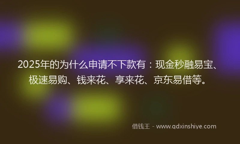 2025年的为什么申请不下款有：现金秒融易宝、极速易购、钱来花、享来花、京东易借等。