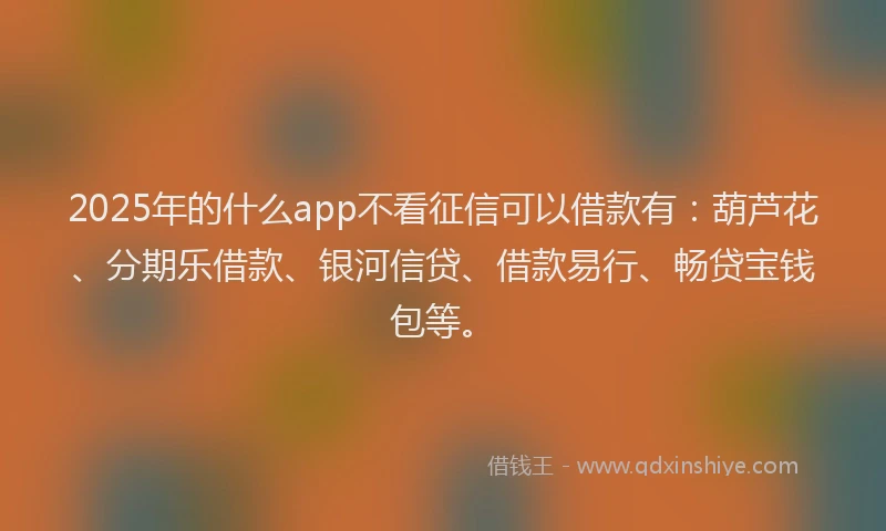 2025年的什么app不看征信可以借款有：葫芦花、分期乐借款、银河信贷、借款易行、畅贷宝钱包等。