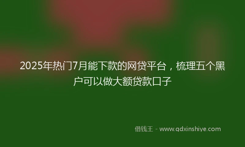 2025年热门7月能下款的网贷平台，梳理五个黑户可以做大额贷款口子